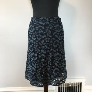 Zara Blue Floral Lace A-Line Skirt, S